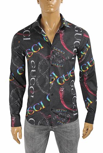 GUCCI Men's Dress shirt with logo print 395 - Click Image to Close