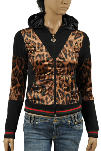 GUCCI Ladies' Zip Up Cotton Hoodie #137 - Click Image to Close