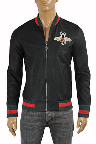 GUCCI Faux Leather Jacket With Bee Patch #154 - Click Image to Close