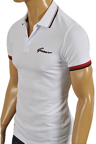 GUCCI Men's Cotton Polo Shirt In White #293 - Click Image to Close