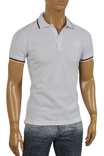 GUCCI Men's Cotton Polo Shirt In White #294 - Click Image to Close