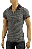 GUCCI Men's Cotton Polo Shirt In Gray #320 - Click Image to Close