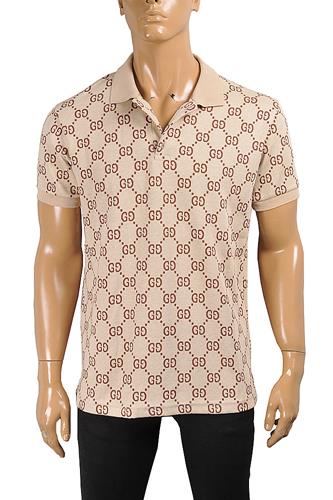 GUCCI men’s cotton polo with signature interlocking GG logo 425 - Click Image to Close