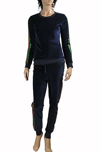 GUCCI Ladies Tracksuit In Navy Blue #150 - Click Image to Close