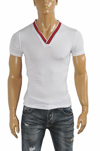 GUCCI cotton V-neck T-shirt collar embroidery #251 - Click Image to Close