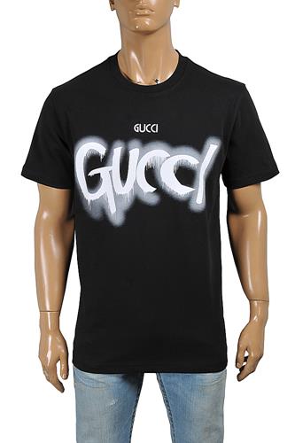 GUCCI cotton T-shirt with front logo print 324 - Click Image to Close