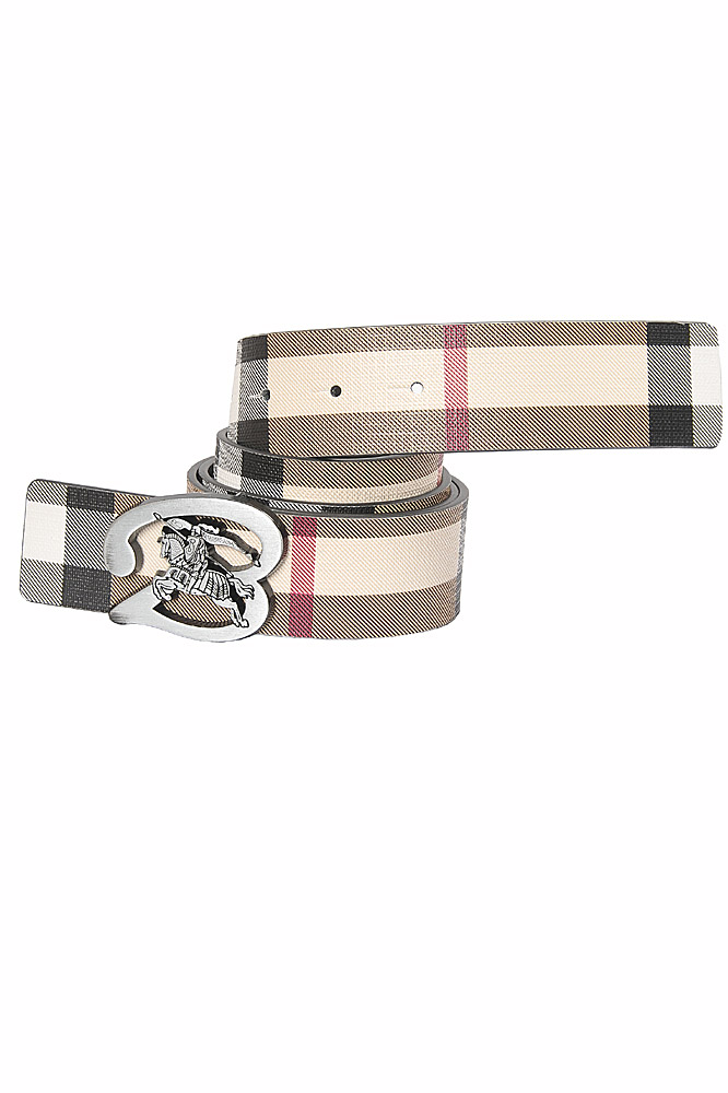 BURBERRY men's reversible leather belt with silver buckle 76