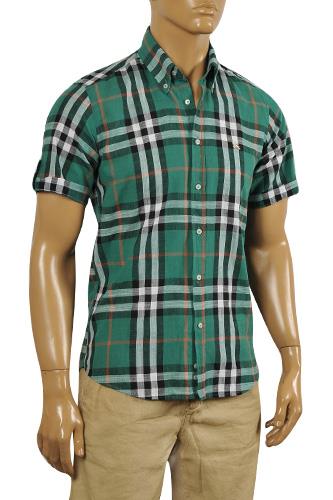 BURBERRY Men's Short Sleeve Button Up Shirt #157