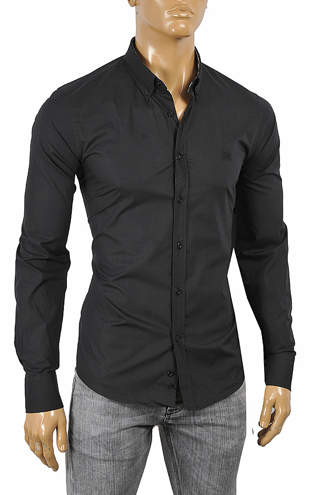 BURBERRY Men's Long Sleeve Dress Shirt In Black 246