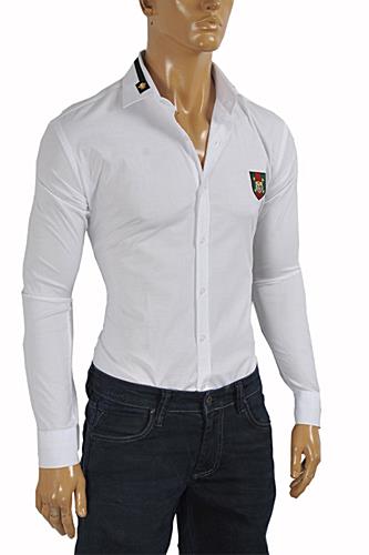 GUCCI Men's Button Front Dress Shirt in White #361