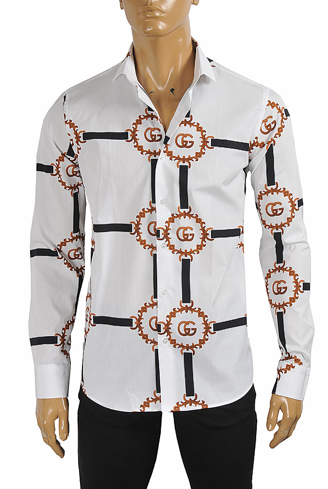 GUCCI men's dress shirt with logo print 408
