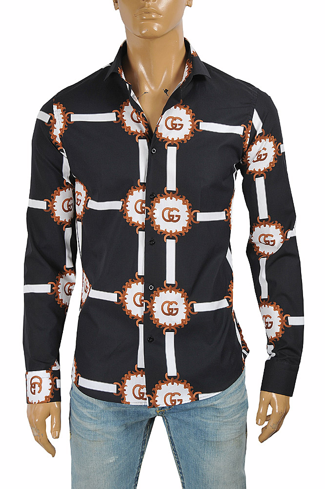 GUCCI men's dress shirt with logo print 409