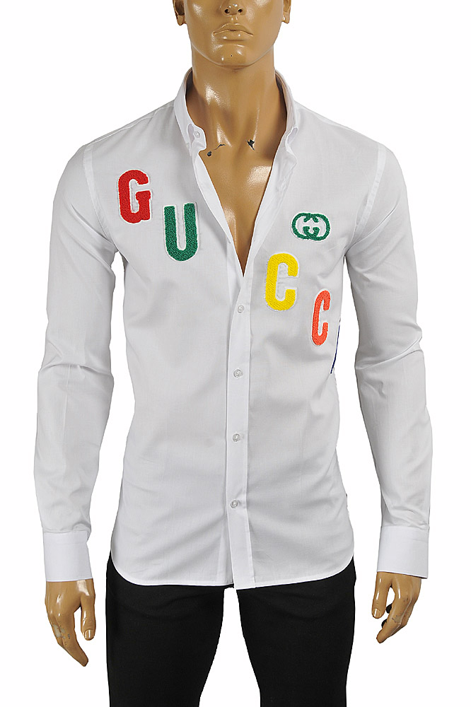 GUCCI men's dress shirt with front appliqué 417