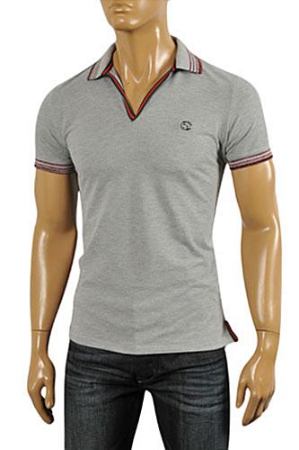 GUCCI Men's Cotton Polo Shirt In Gray #321