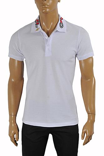 GUCCI Men's cotton polo with Kingsnake embroidery #375