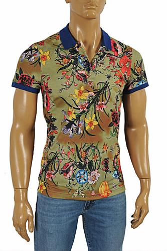 GUCCI Men's Flora Snake print polo shirt #381