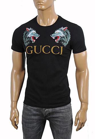 GUCCI Cotton T-Shirt with Angry Wolfs Embroidery #218