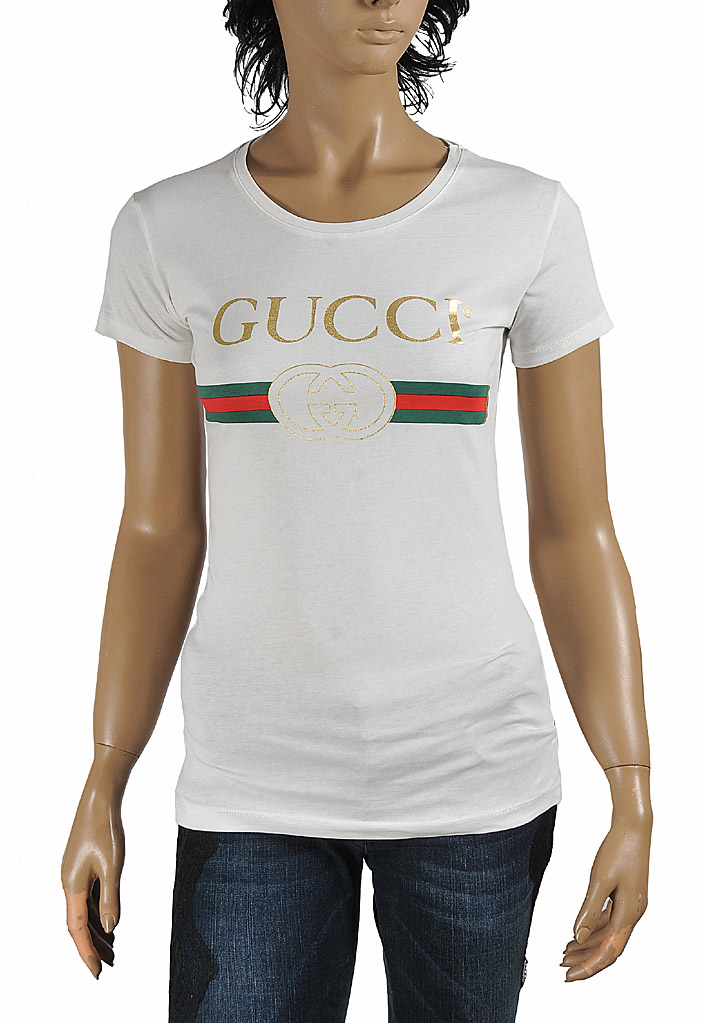 GUCCI women's cotton t-shirt with front logo print 267