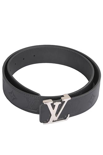 LOUIS VUITTON leather man belt with silver buckle 89 - Click Image to Close
