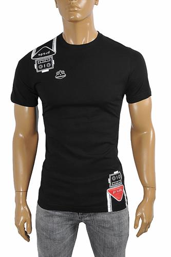 PRADA Men's cotton T-shirt with print in black 108