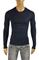 Mens Designer Clothes | GUCCI Men's V-Neck Long Sleeve Shirt In Navy Blue #327 View 2