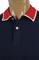 Mens Designer Clothes | GUCCI men's cotton polo with GUCCI stripe navy blue color #388 View 6