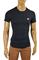 Mens Designer Clothes | PRADA Men's Short Sleeve Tee In Navy Blue #92 View 1